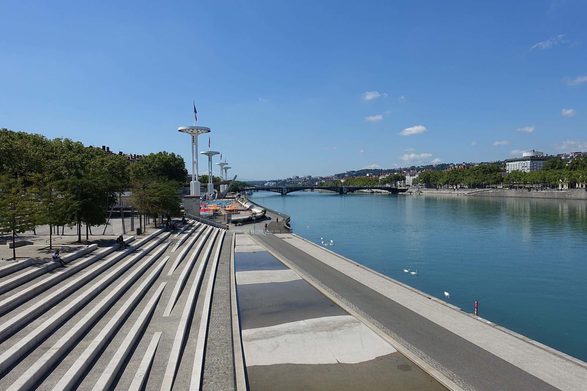 Les berges du Rhône, dans le 7e arrondissement de Lyon