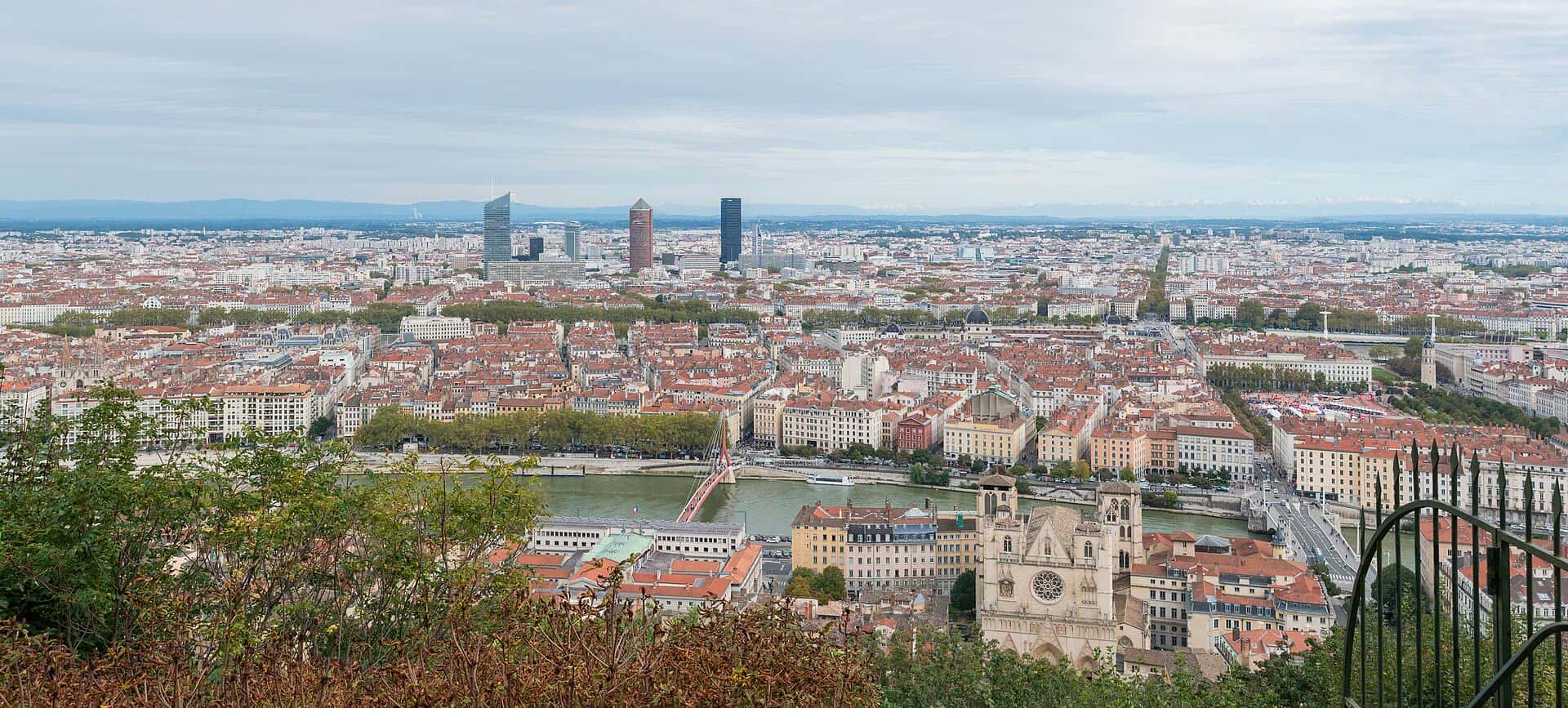 Panorama de Lyon depuis Fourvière : la Saône, la Presqu’île et la Part-Dieu